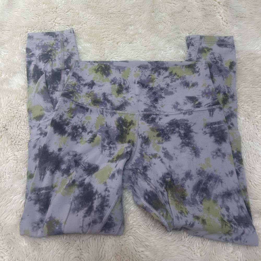 lululemon athletica Lavender Tie-Dye Leggings with Olive and Charcoal